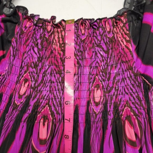 Long Sleeve Maxi Dress Peacok Motif Long Dress - One Size Fits Most- NEW ! - Picture 10 of 11